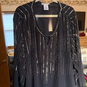 Lillie Rubin Elegant Black Dress with Silver Accents